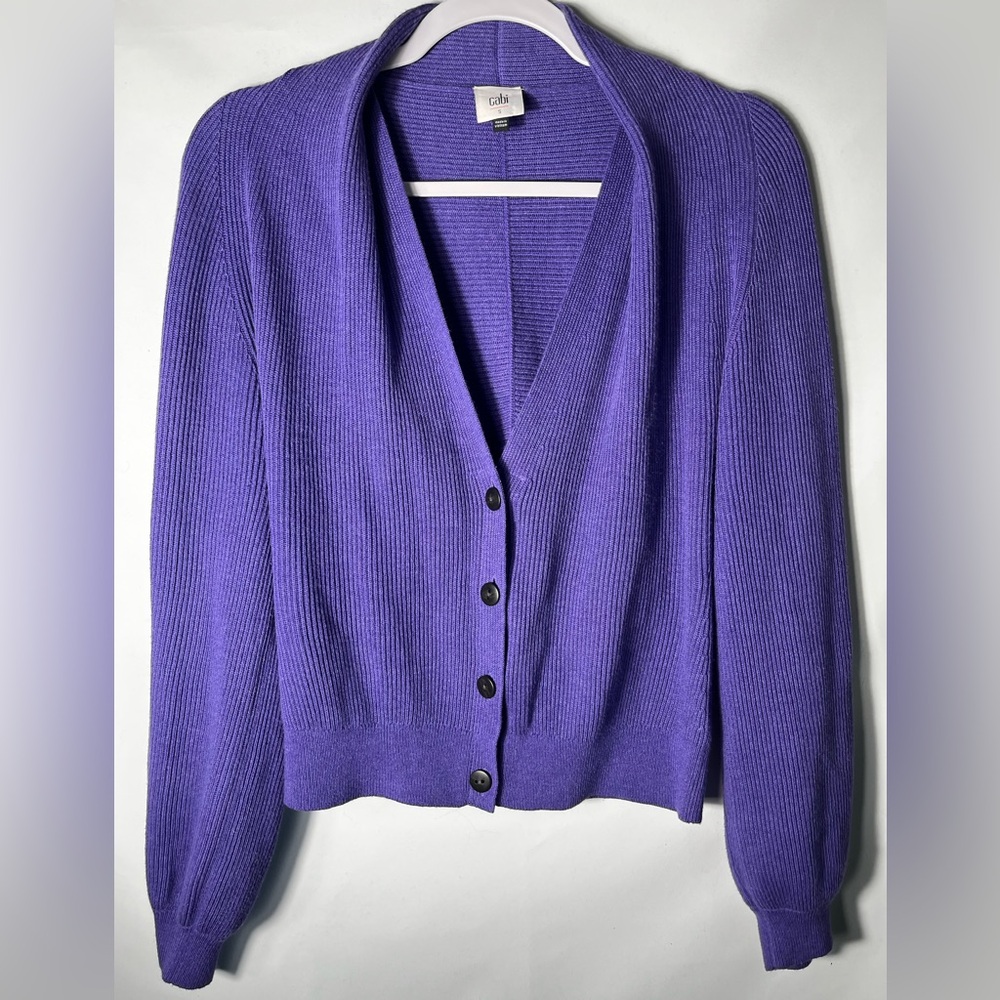 Cabi Sunday Cardigan Ribbed Purple Violet Size Small